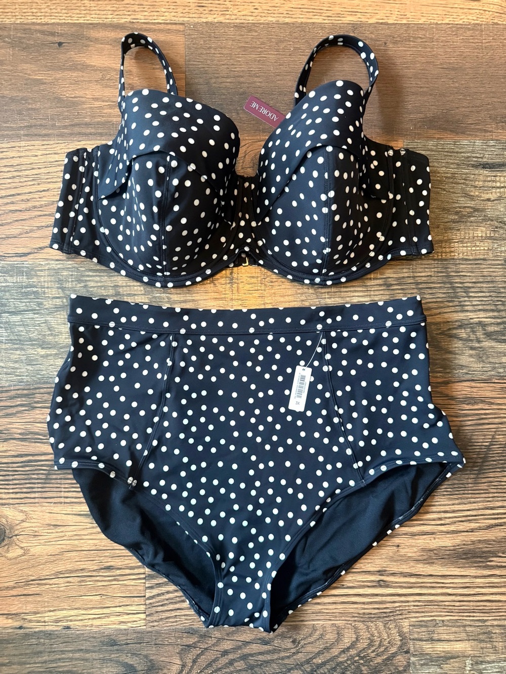 Adore Me Womens 3X 46DDD
Full Coverage Black Polka Dot
Bikini NWT